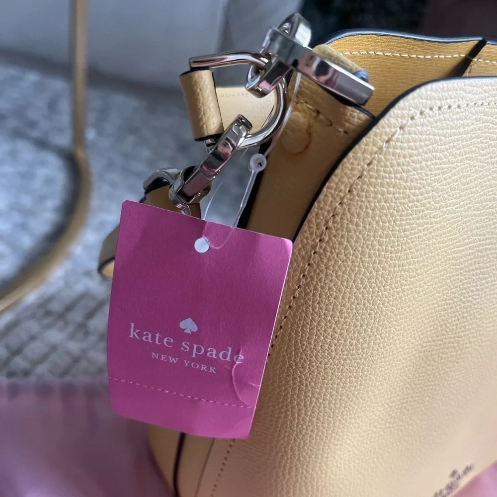 NWT Kate Spade Darcy Small Bucket Bag Grain Leather Daybreak Crossbody, Yellow